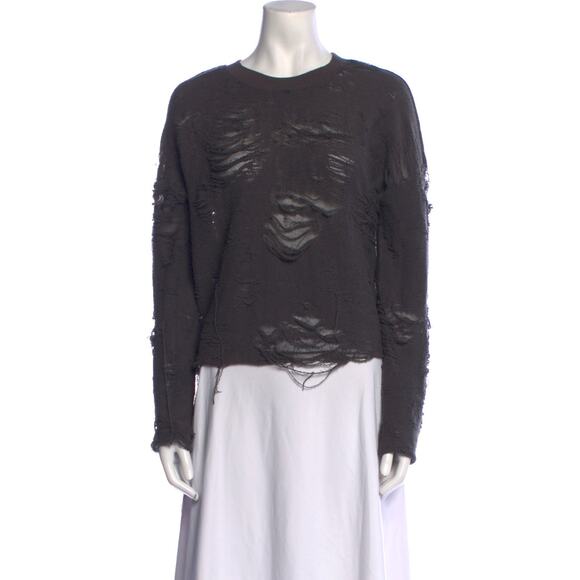 IRO Jeans Womens Sweater Top Ripped Grunge Distressed Crop...